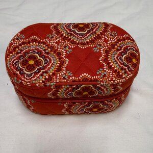 Vera Bradley Paprika Hard Shell Jewelry Case Oval Zip Organizer EUC